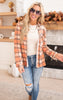 Falling for Plaid Roll Up Long Sleeve Top - Rust