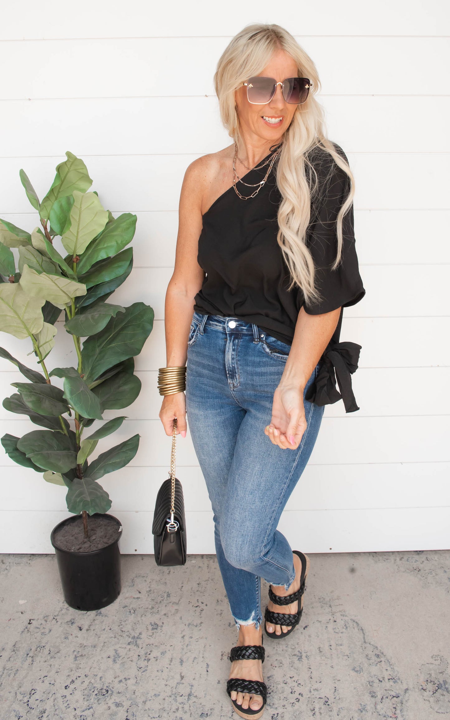 Weekend Vibes One Shoulder Tie Waist Top | FINAL SALE