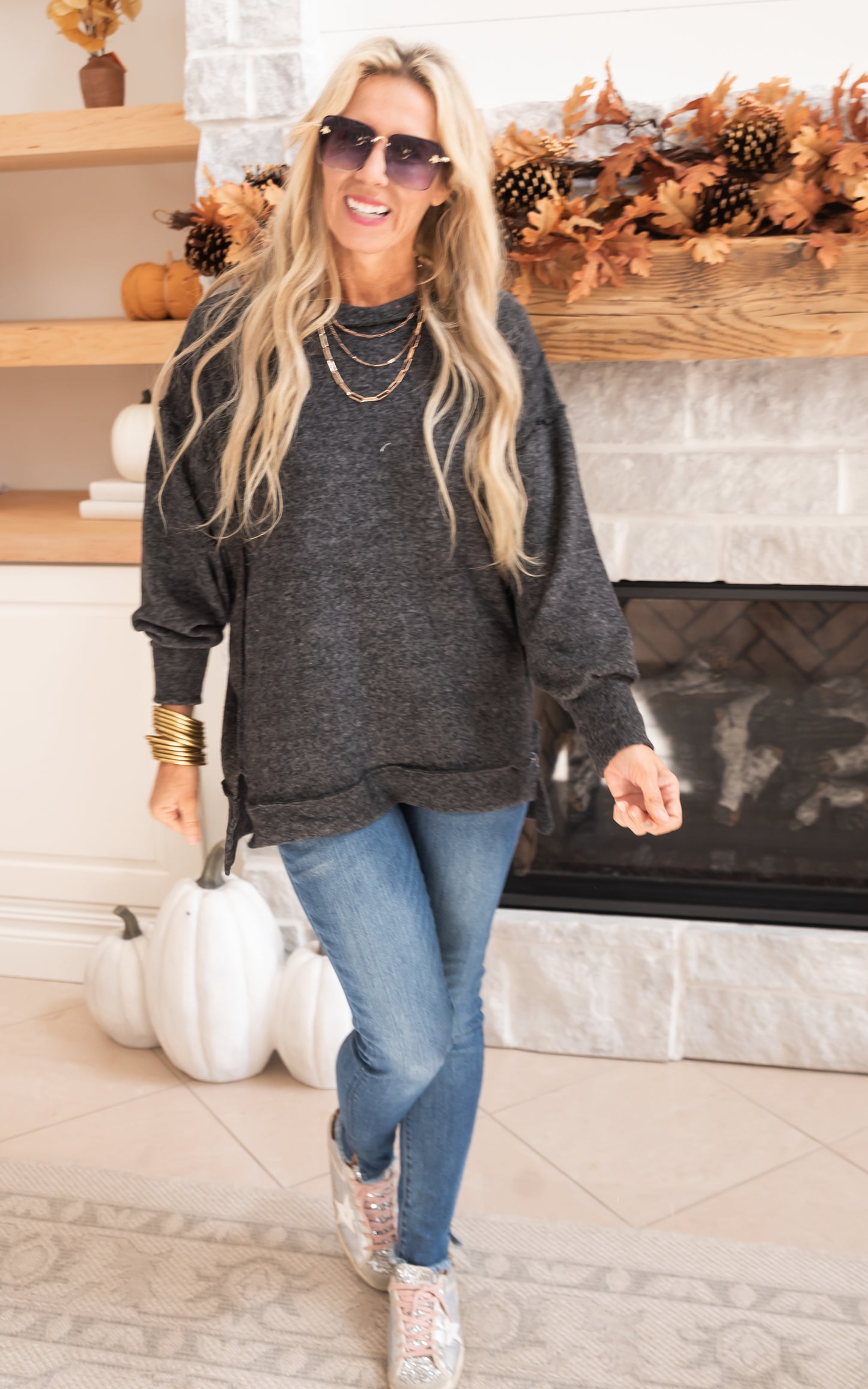 THE MELANIE Brushed Melange Hacci Oversized Sweater