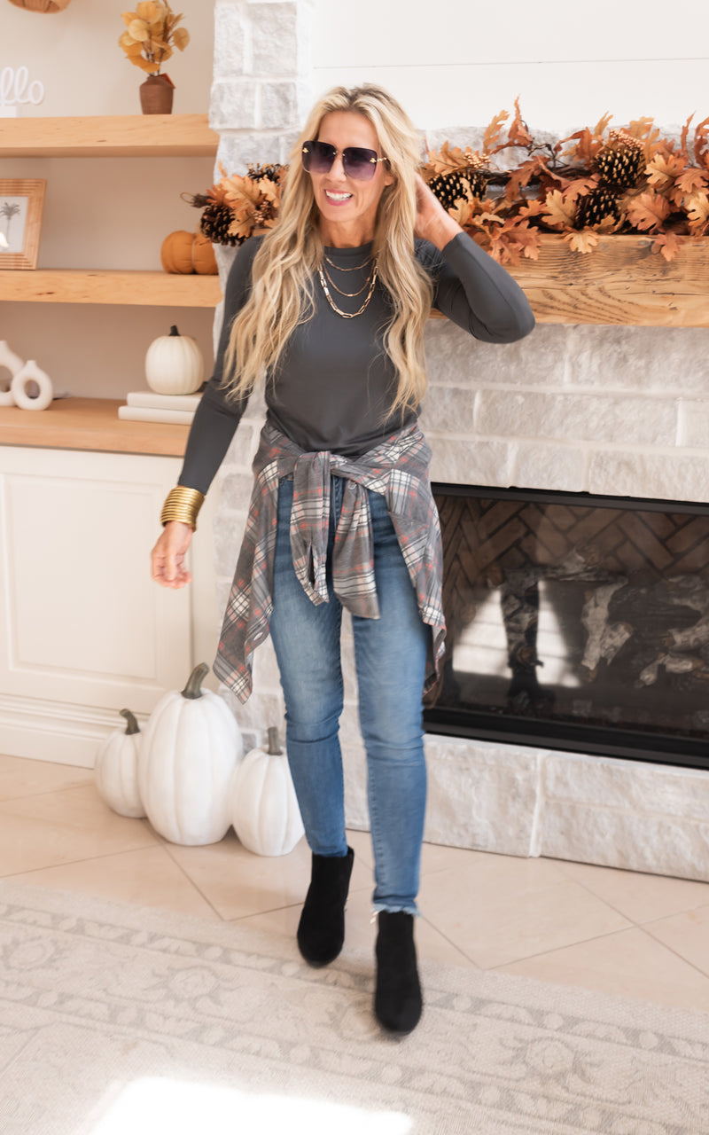 ash grey long sleeve top 