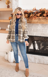Falling for Plaid Roll Up Long Sleeve Top 