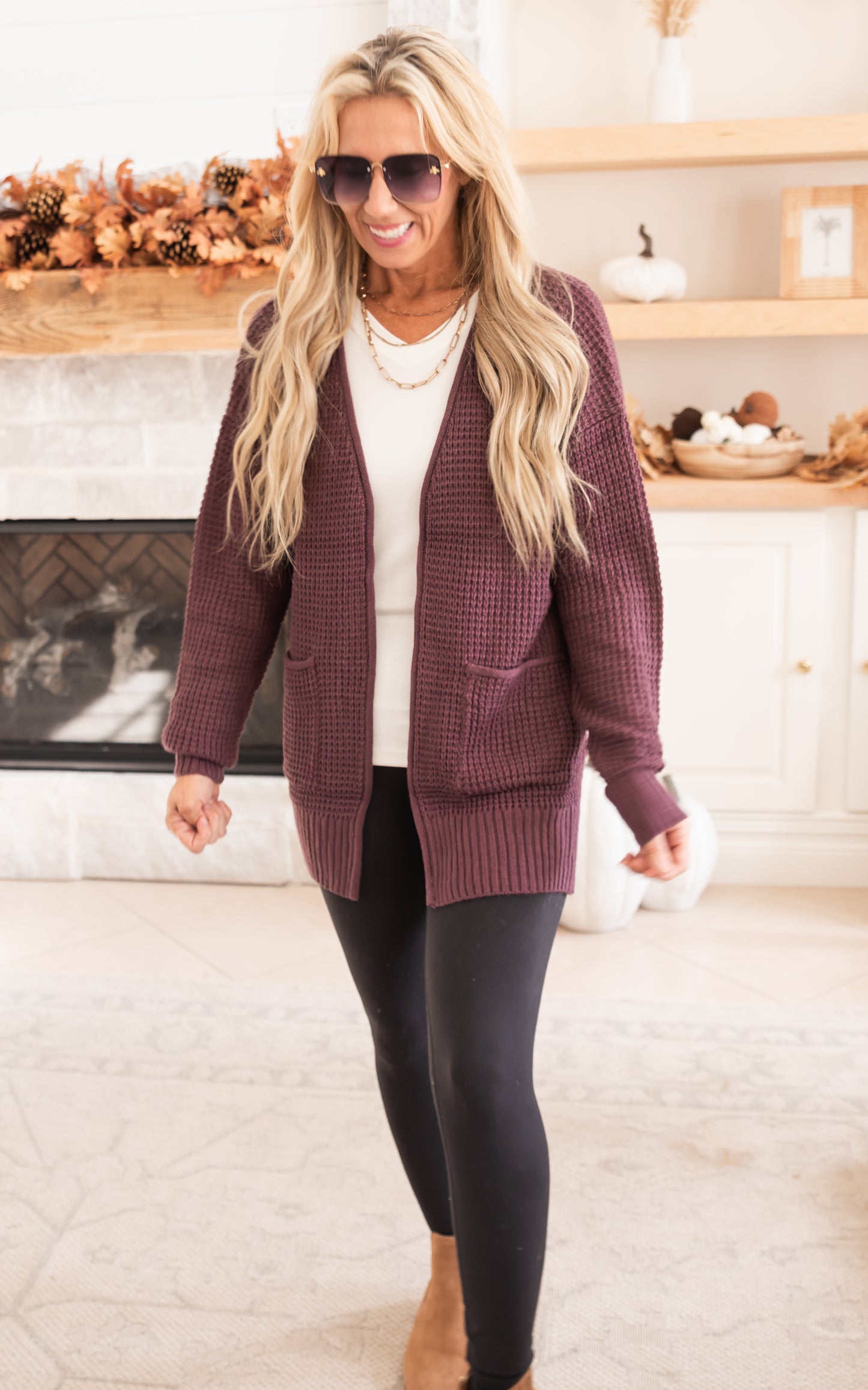 The Jessica Waffle Cardigan Sweater