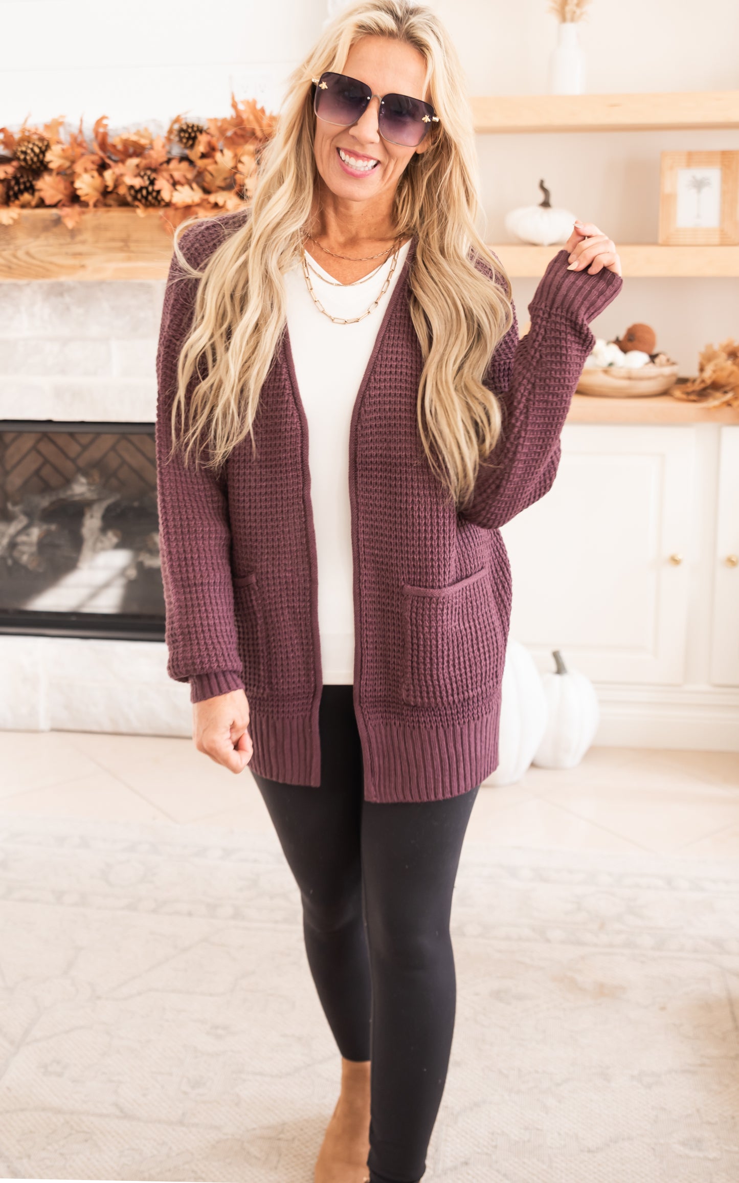 The Jessica Waffle Cardigan Sweater