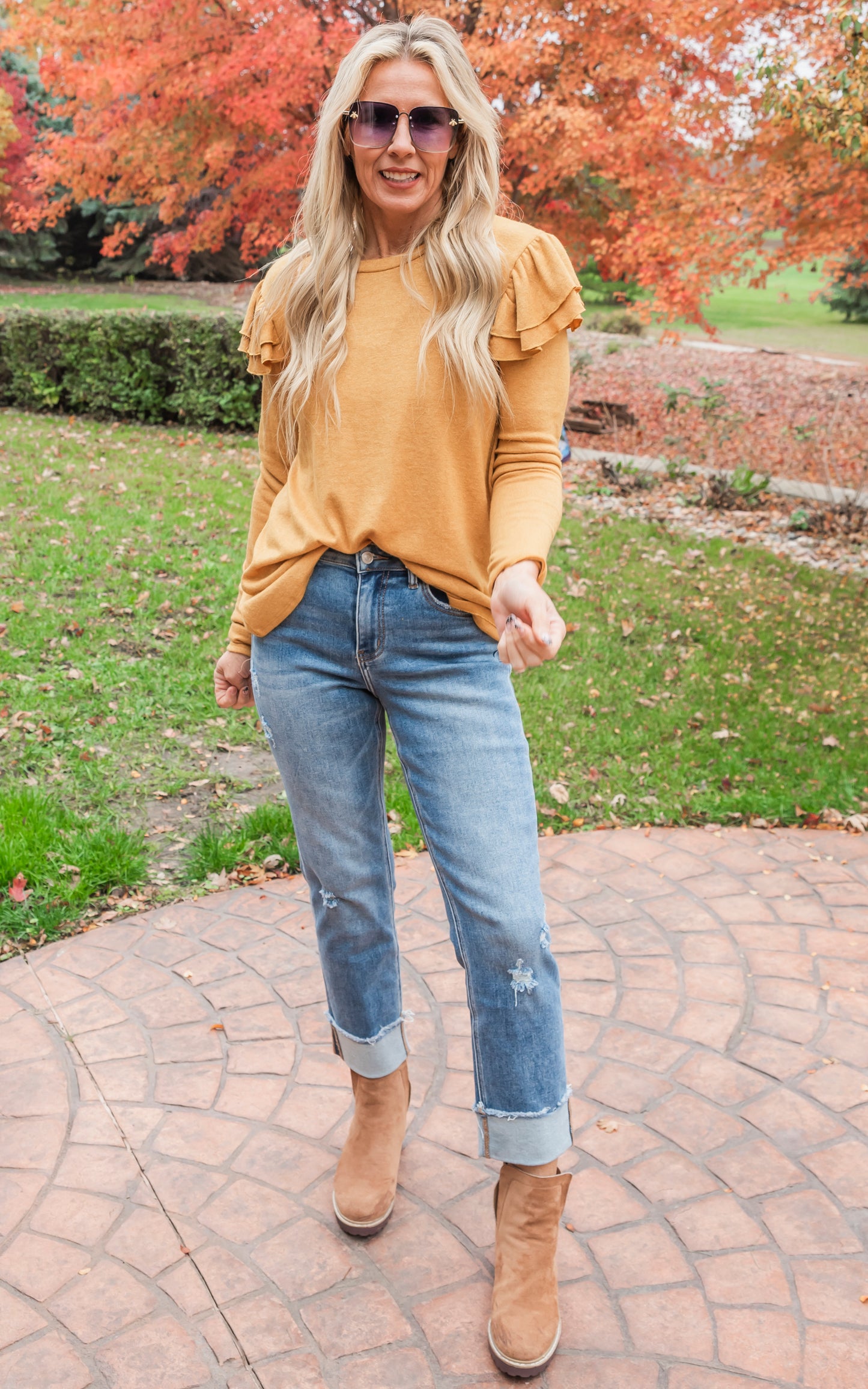 Butterscotch Double Ruffle Hacci Sweater