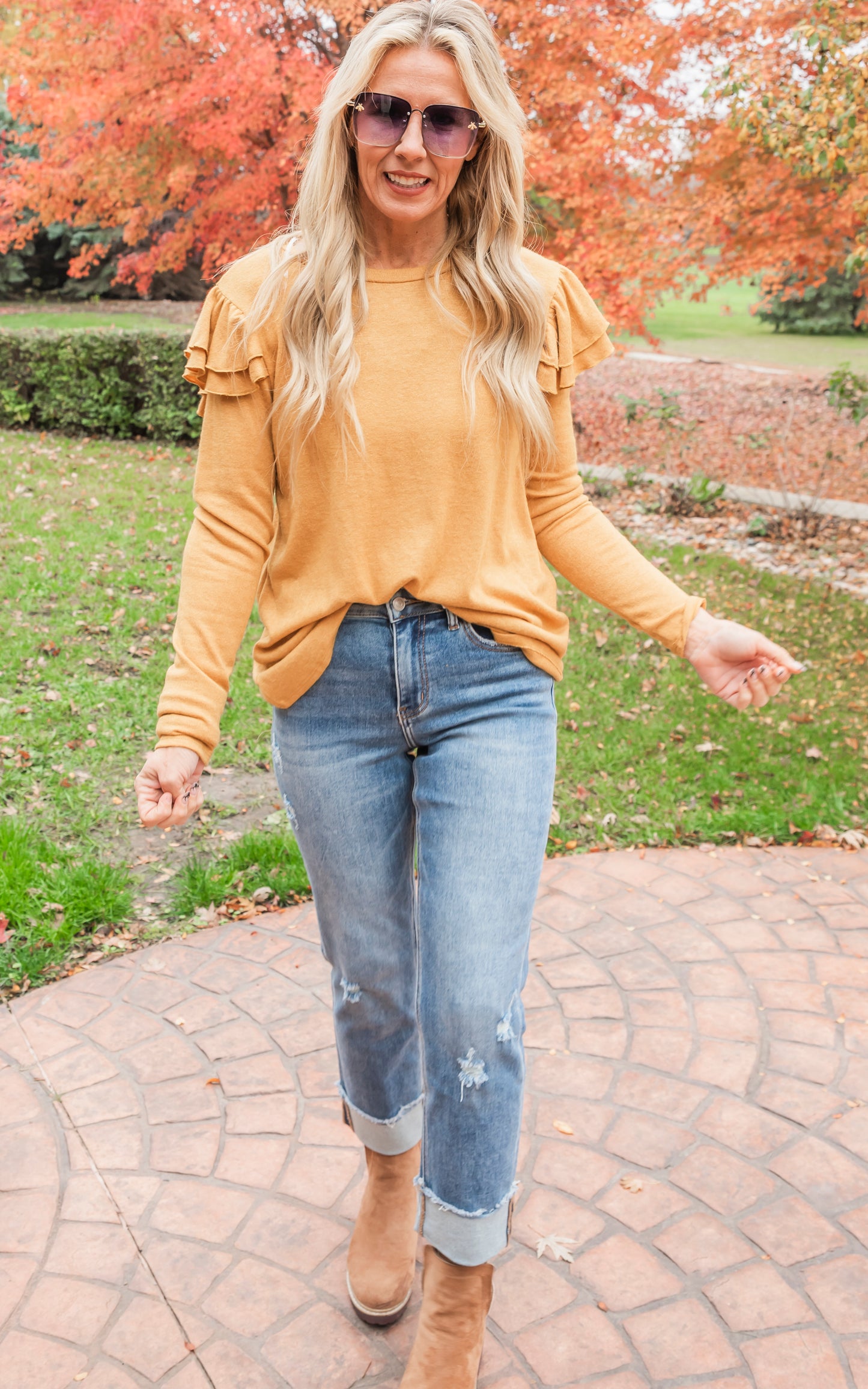 Butterscotch Double Ruffle Hacci Sweater