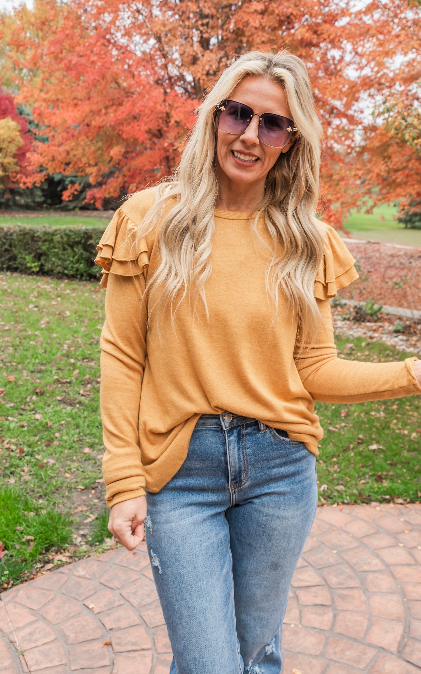 Butterscotch Double Ruffle Hacci Sweater