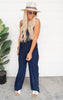 Navy V-Neck Jumpsuit