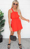 The Valerie Tomato Red Textured One Shoulder Dress