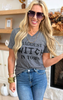 Baddest Witch in Town V-Neck Tee - Gray** - Final Sale