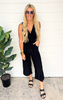 Surplice Sleeveless Black Crop Jumpsuit - Final Sale