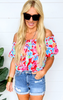 rling Red Off the Shoulder Floral Blouse Top