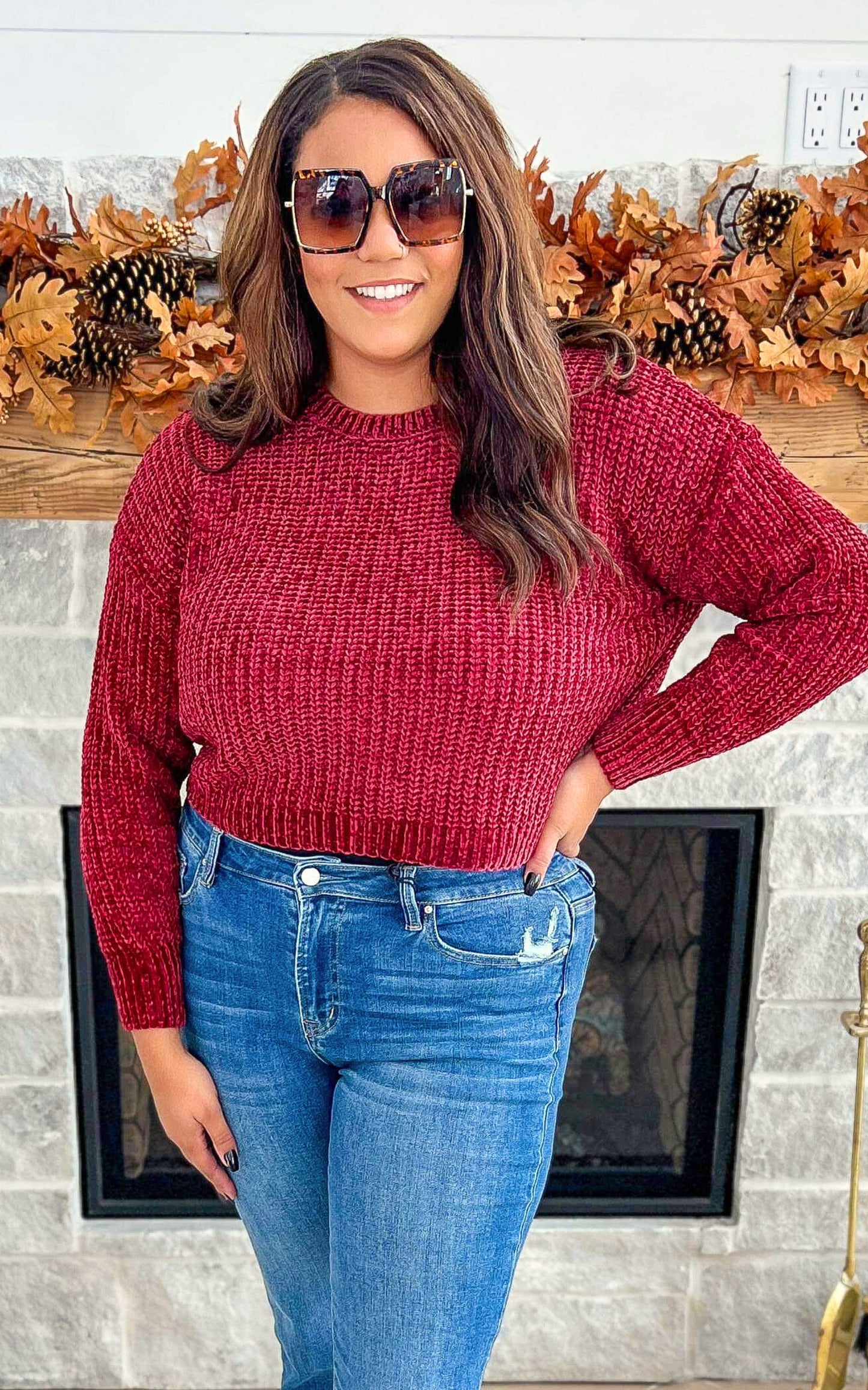 Chenille Cropped Sweater