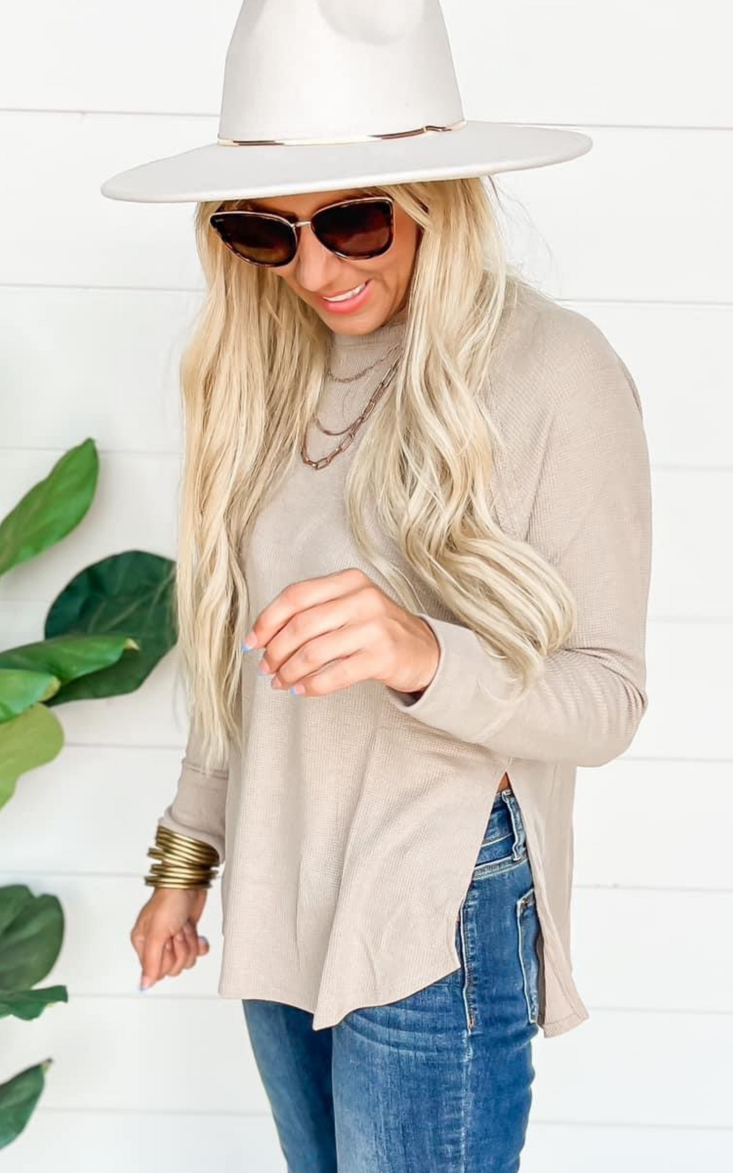 The Fall Favorite Melange Waffle Long Sleeve Top - Part 2 - Final Sale