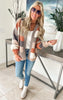 Checker Colorblock Cardigan -Taupe