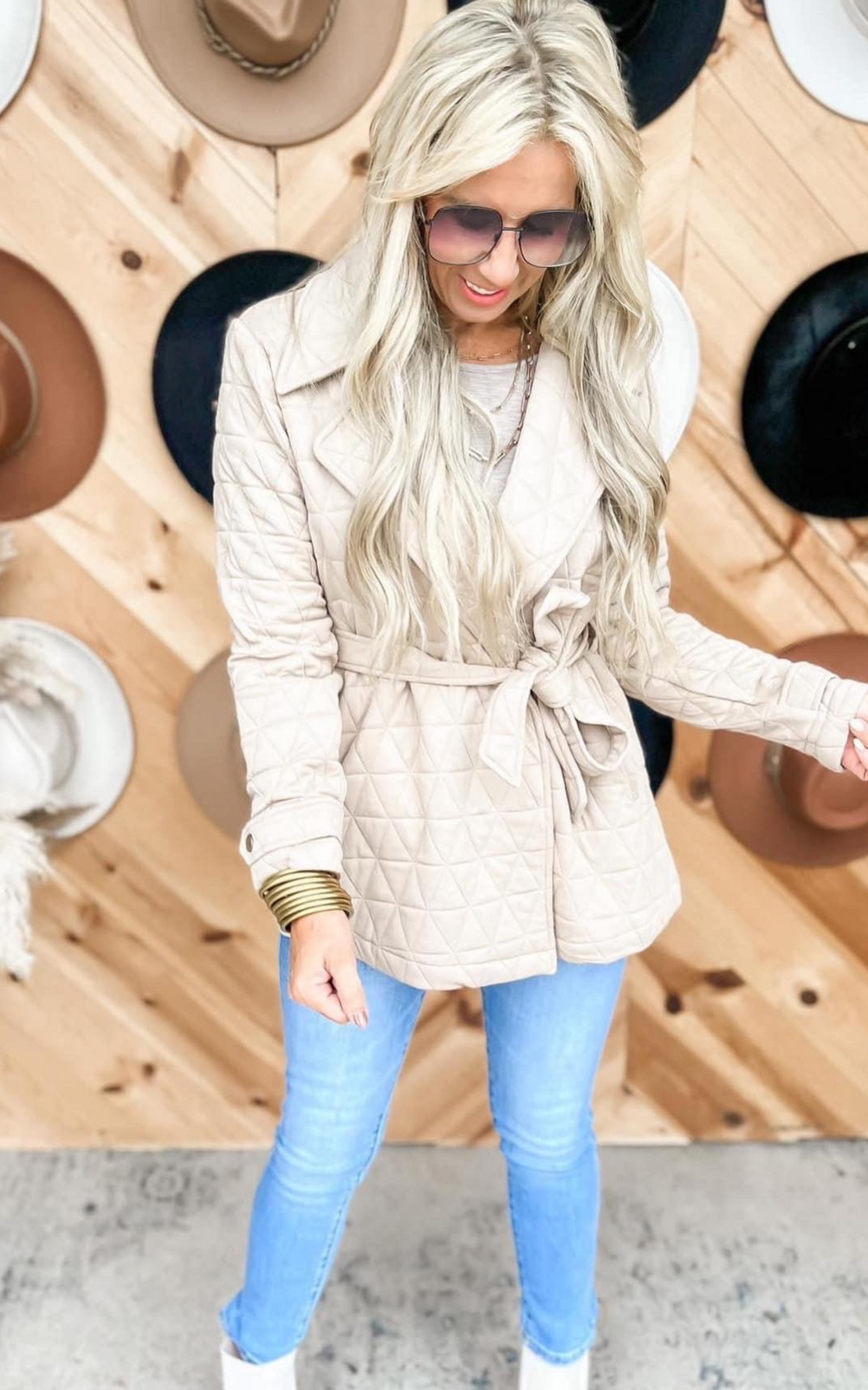 Fall in Season Quilted Jacket | Taupe