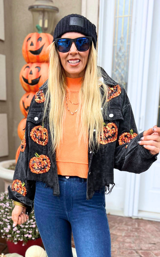 Get Spooky with Pumpkins Corduroy Jacket