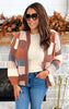 Checker Colorblock Cardigan -Mocha