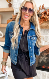 Dark Wash Vintage Washed Denim Jacket