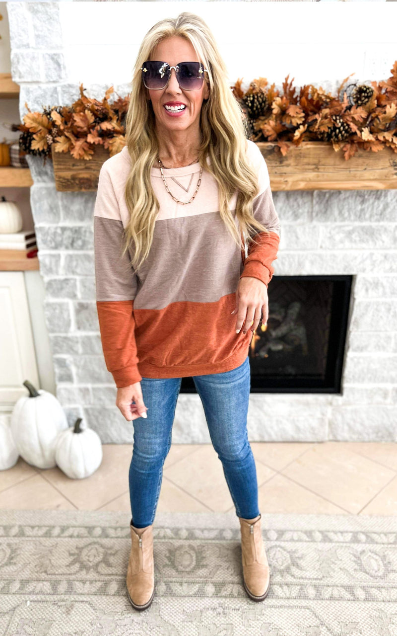 Ready To Recharge with Fall Striped Colorblock Sweater