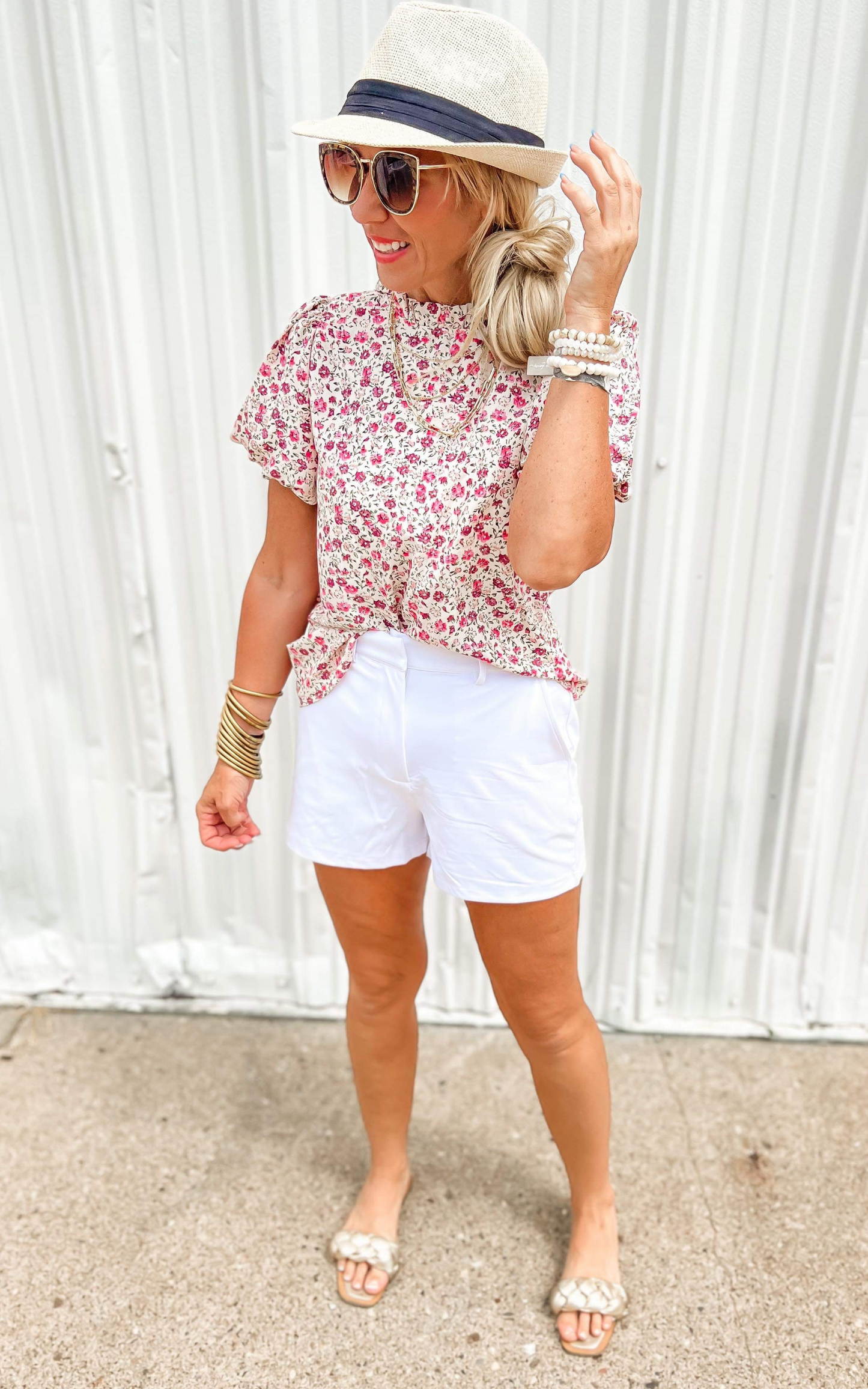 Fall Floral Bubble Sleeve Top - Final Sale