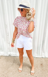Fall Floral Bubble Sleeve Top