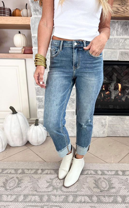 High Rise Straight Denim Jeans | Lovervet by Vervet - Final Sale