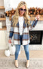 Earthy Blue Plaid Oversized Blazer