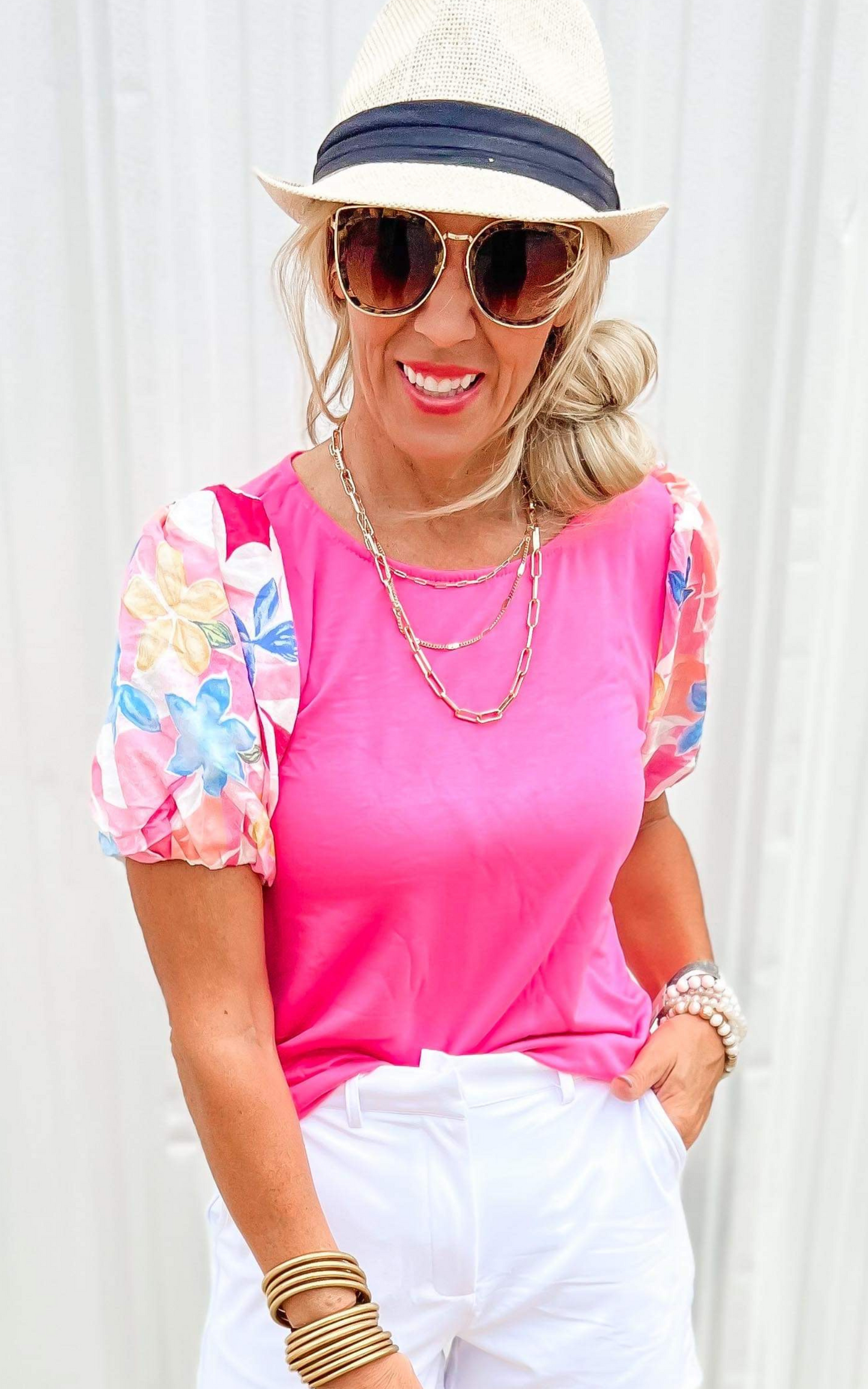 Floral Puff Sleeve Top - Final Sale