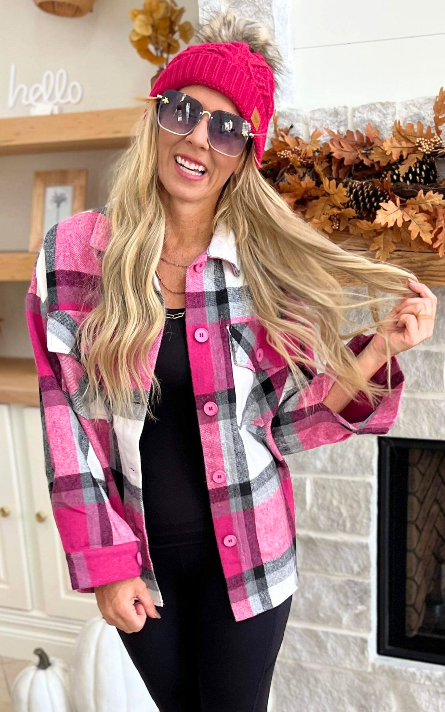 Feeling Bold Pink Plaid Shacket