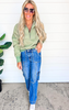 High Waist Cargo Denim Wide Leg Jeans 