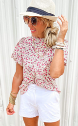Fall Floral Bubble Sleeve Top