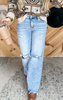 High Rise Acid Wash Wide Leg Denim Jeans | Risen - Final Sale