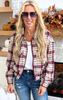 Hints of Fall Plaid Zip Up Jacket - Burgundy