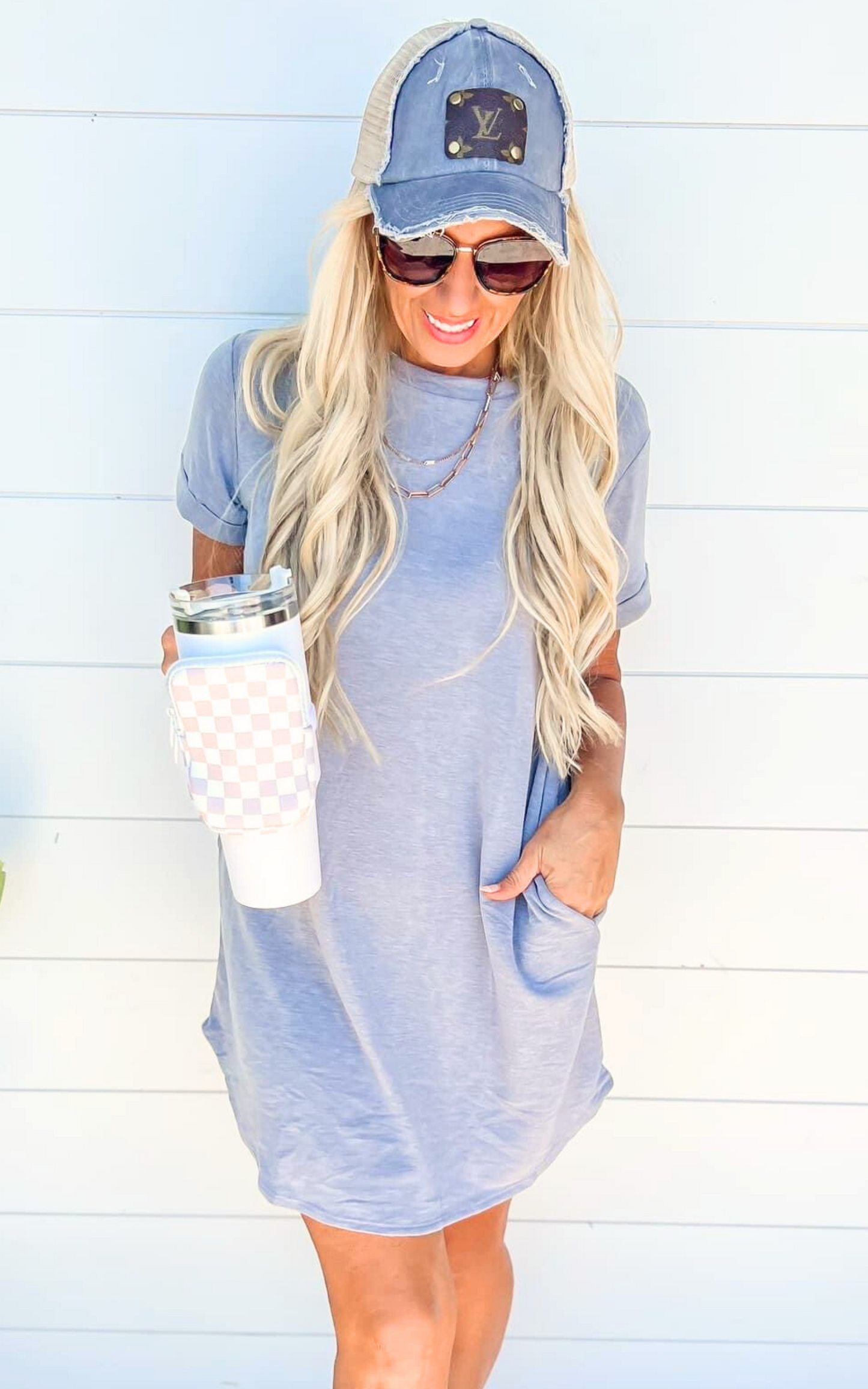 Grey French Terry Pocket T-Shirt Dress - Final Sale