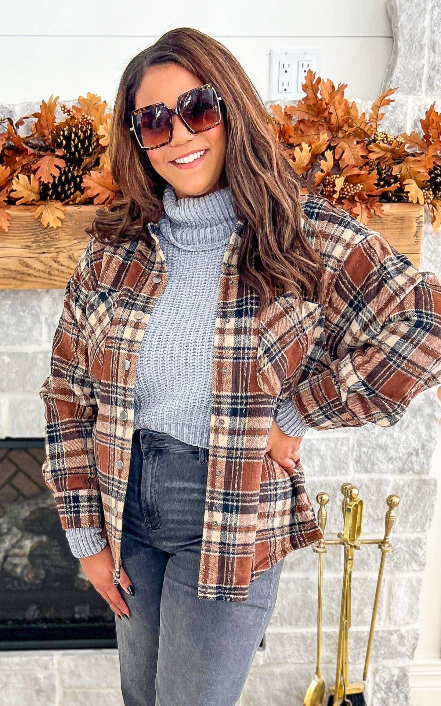  Brown Plaid Shacket