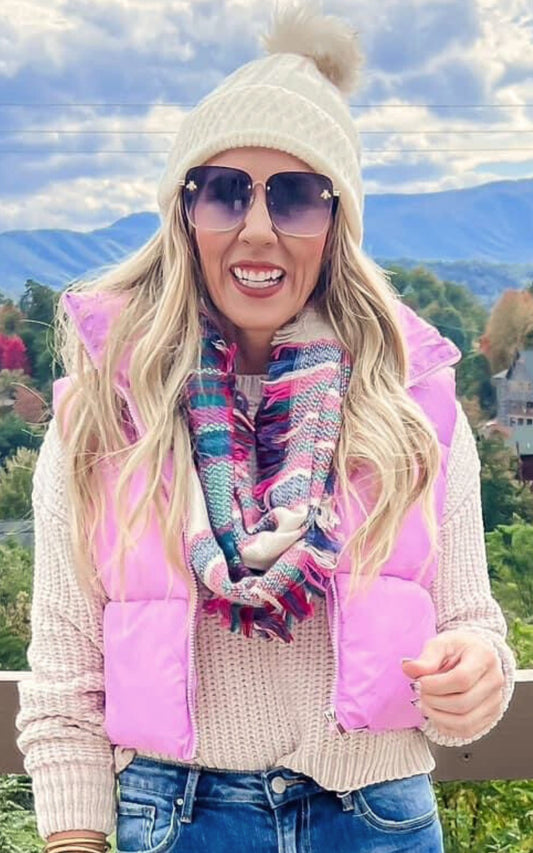 Fuchsia Classic Plaid Infinity Scarf - Final Sale