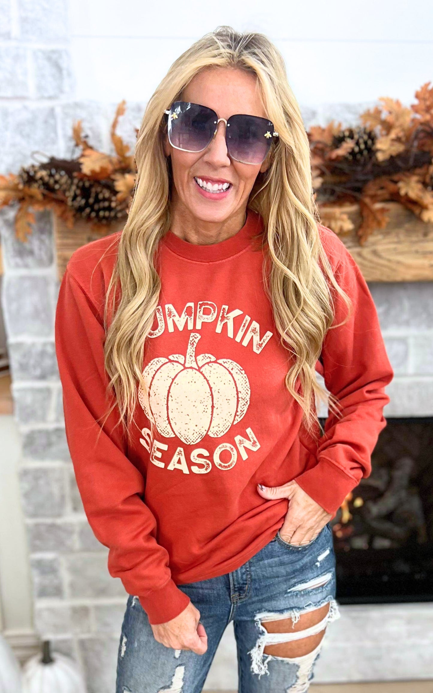 Pumpkin Season Pigment Dyed Graphic Sweatshirt** - Final Sale