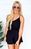 The Millie V-Neck Cami Romper - Black - Final Sale