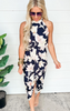 The Evelyn Halter Neck Shirring Midi Dress - Final Sale