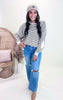 Mocha Striped Thermal Knit Top