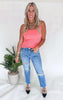 Watermelon Square Neck Ribbed Tank Top | Mono B