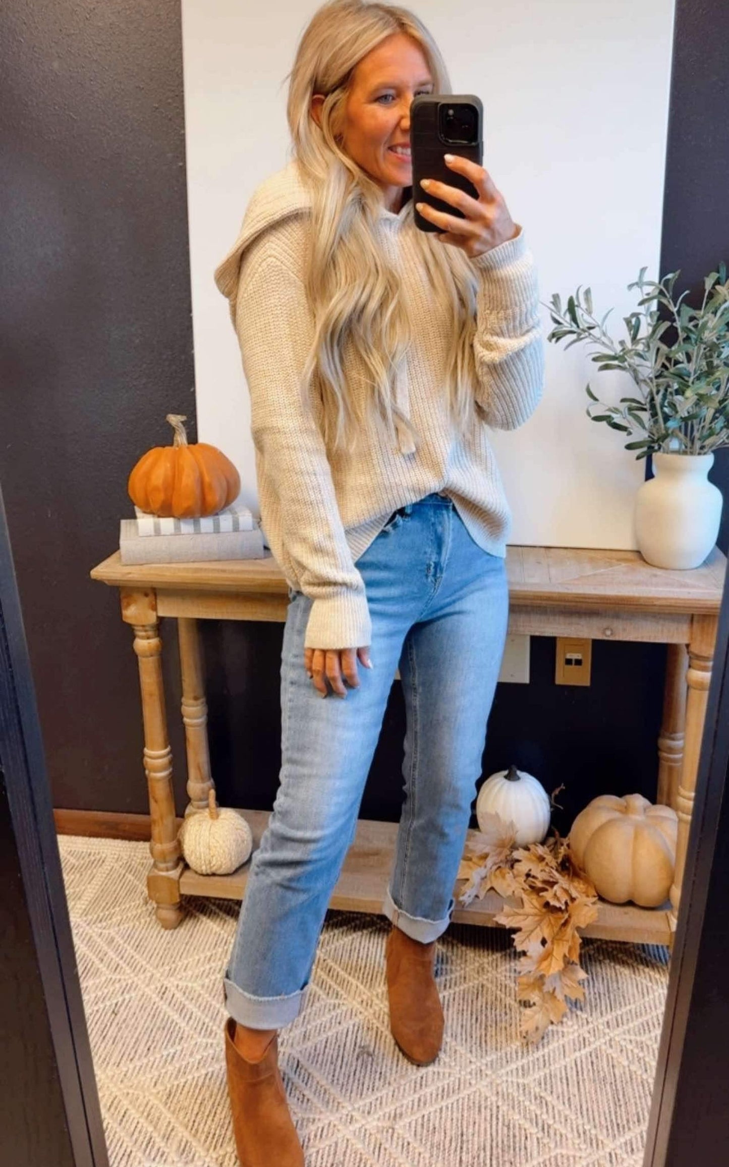 Cozy Waffle Knit Hoodie Sweater