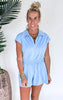 Butter Short Sleeve Quarter Zip Romper | RAE MODE