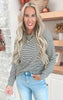 Keep You Warm Textured Stripe  Long Sleeve Pullover Top - Final Sale**