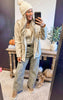 Taupe Drawstring Hooded Solid Jacket