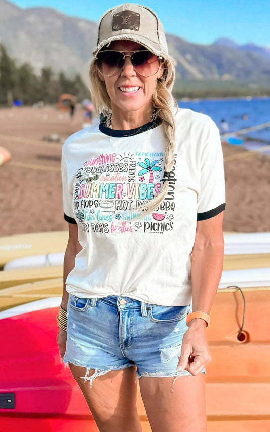 Summer Vibes Ringer Graphic T-shirt*