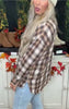 Oversized Caramel Flannel Plaid Top