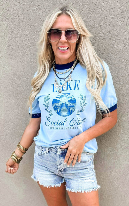 Lake Social Club Ringer Graphic T-shirt
