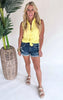 LOVERVET | Deepen Sky High Rise Double Button Cuff Denim Shorts - Final Sale