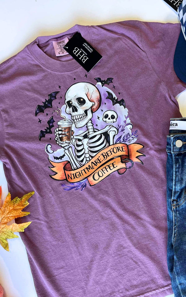 Nightmare before Coffee Garment Dyed Graphic T-shirt